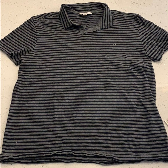 Calvin Klein black polo tee shirt stripe spotless - Picture 2 of 3